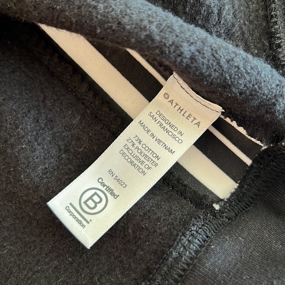 Athleta 24/7 Black With White Stripes Crew Sweatshirt Size Small Tall - Picture 6 of 10